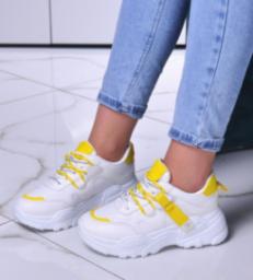  Damskie sneakersy na platformie Żółte /F5-2 10713 W287/ 38