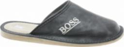  Pantofelek24 Boss- skórzane kapcie męskie na prezent Szary /E3-1 7890 S196/ 42