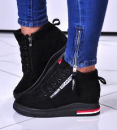  Czarne trampki damskie Sneakersy na koturnie /A3-2 10785 T596/ 37