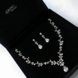 KOKONET KOMPLET ślubny SREBRNY swarovski jakość LISTKI wow