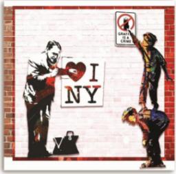  CaroGroup OBRAZ NA PŁÓTNIE Banksy - I love New York 50x50