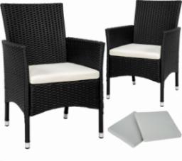  Tectake Zestaw 2 krzeseł ogrodowych z polirattanu - czarny/beżowy