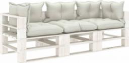  vidaXL vidaXL Ogrodowa sofa 3-osobowa z palet, z beżowymi poduszkami