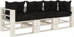  vidaXL vidaXL Ogrodowa sofa 3-osobowa z palet, z czarnymi poduszkami, drewno
