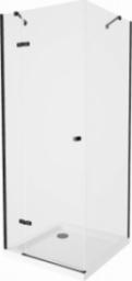  Mexen Mexen Roma kabina prysznicowa uchylna 90 x 90 cm, transparent, czarny + brodzik Flat, biały - 854-090-090-70-00-4010B