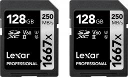 Karta Lexar Professional 1667x (2 szt.) SDXC 128 GB Class 10 UHS-II/U3 V60 (LSD1667128G-B2NNG)