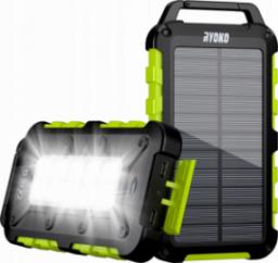 Powerbank Aiko z panelem solarnym 20000mAh Czarno-zielony 