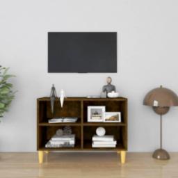vidaXL vidaXL Szafka pod TV, drewniane nóżki, przydymiony dąb, 69,5x30x50 cm