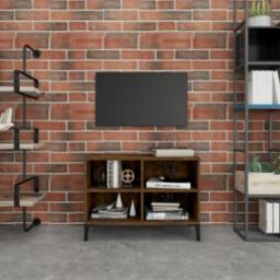 vidaXL vidaXL Szafka pod TV, metalowe nóżki, przydymiony dąb, 69,5x30x50 cm