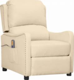  vidaXL vidaXL Rozkładany fotel masujący, kremowy, obity tkaniną