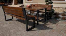  Grillbox Komplet nowoczesnych mebli ogrodowych - stół dwie ławki nowoczesne z oparciem bez podłokietników