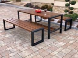  Grillbox Komplet nowoczesnych mebli ogrodowych - stół dwie ławki bez oparcia