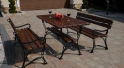  Grillbox Meble ogrodowe Królewskie - stół dwie ławki z podłokietnikami