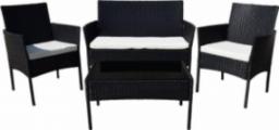  LACESTONE Zestaw czarnych mebli technorattanowych krzesła stolik kanapa z poduszkami LACESTONE