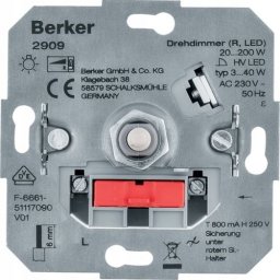  Berker One.platform Ściemniacz obrotowy obciążenie R 20-200 W, LED 3-40 W 2909