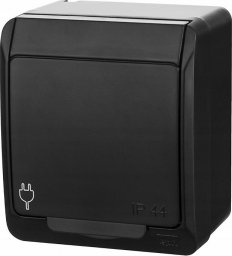 Elektro-Plast HERMES IP44 gniazdo natynkowe pojedyncze z uziemieniem 2P+Z schuko czarne 0324-09