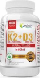 Wish Pharmaceutical WISH Pharmaceutical Vitamin K2 Mk-7 200mcg + D3 100mcg in MCT oil - 120caps