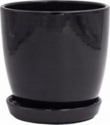  Polnix Doniczka ceramiczna z podstawką czarna 15 cm