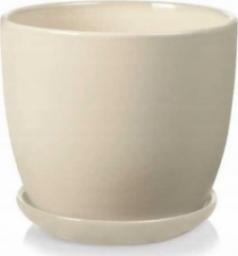  Polnix Doniczka ceramiczna z podstawką 15 cm kremowa