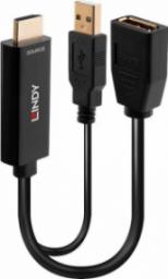 Adapter AV Lindy HDMI - DisplayPort + USB-A czarny (38289)