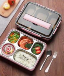  Gold Start Duży lunchbox, różowy, ze sztućcami ze szczelnym pojemnikiem na zupę
