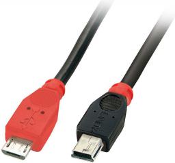 Kabel USB Lindy microUSB - miniUSB 0.5 m Czarny (31717)