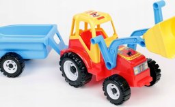 CHOIŃSKI Traktor z łyżką i przyczepą z klockami mix