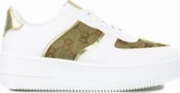  Estetino Sneakersy na białej platformie ze wzorkiem białe-36