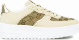  Estetino Sneakersy na białej platformie ze wzorkiem beżowe-36