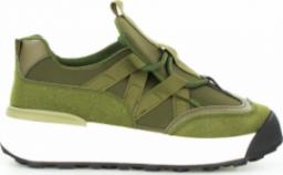  Estetino Sneakersy na platformie z zamszowymi wstawkami zielone khaki-36
