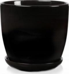  Polnix Doniczka ceramiczna z podstawką 13 cm czarna