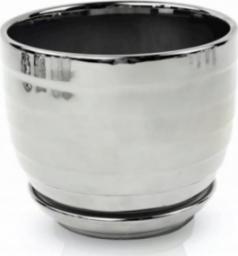  Polnix Doniczka ceramiczna z podstawką 16 cm srebrna
