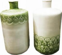  Kaemingk Wazon dekoracyjny ceramiczny biało-zielony 36 cm