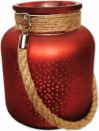  Boltze Świecznik szklany na tealight czerwony 16 cm
