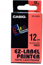  Casio oryginalna taśma do drukarek etykiet, Casio, czarny druk/czerwony podkład, nielaminowany, 8m, 12mm (XR-12RD1)