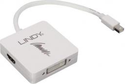Adapter AV Lindy DisplayPort Mini - HDMI - DVI-I biały (41039)