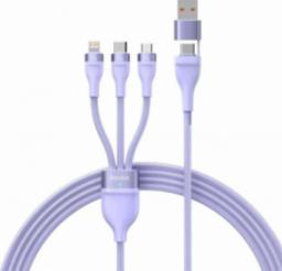 Kabel USB Baseus USB-A + USB-C - USB-C + microUSB + Lightning 1.2 m Fioletowy (CASS030105)