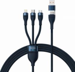 Kabel USB Baseus USB-A + USB-C - USB-C + microUSB + Lightning 1.2 m Granatowy (CASS030103)