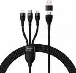 Kabel USB Baseus USB-A + USB-C - USB-C + microUSB + Lightning 1.2 m Czarny (CASS030101)