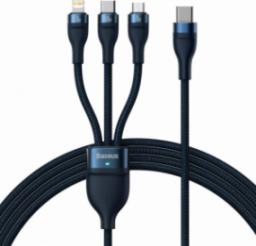 Kabel USB Baseus USB-C - USB-C + microUSB + Lightning 1.5 m Niebieski (CASS030203)