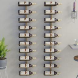  vidaXL vidaXL Uchwyty ścienne na 10 butelek wina, 2 szt., złote, metalowe