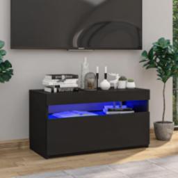  vidaXL vidaXL Szafka pod TV z oświetleniem LED, czarna, 75x35x40 cm