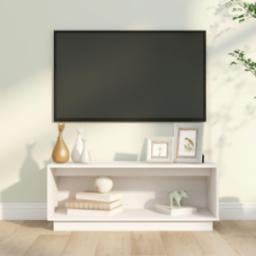  vidaXL vidaXL Szafka pod telewizor, biała, 90x35x35 cm, lite drewno sosnowe