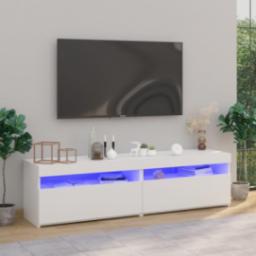 vidaXL vidaXL Szafki pod TV z LED, 2 szt., białe, wysoki połysk, 75x35x40 cm