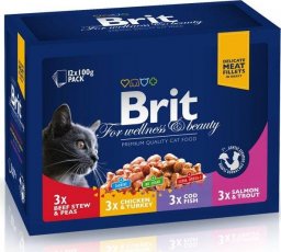  Brit Premium Cat Pouches Family Plate Poultry & Fish 12x100g