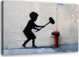  Feeby OBRAZ NA PŁÓTNIE Banksy Chłopiec z młotem 60x40