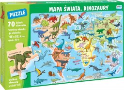 Wydawnictwo Jako Puzzle 70 elementów. Mapa świata. Dinozaury