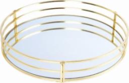  Vilde Taca na świece lustrzana okrągła podstawka pod świeczki patera złota metalowa glamour 30 cm