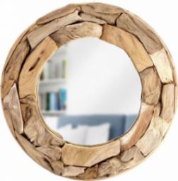 Lustro Vilde Lustro okrągłe w naturalnej drewnianej ramie wiszące ścienne łazienkowe do salonu 51 cm