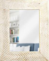  Vilde Lustro ścienne w drewnianej ramie prostokątne do salonu beżowe 40x50 cm